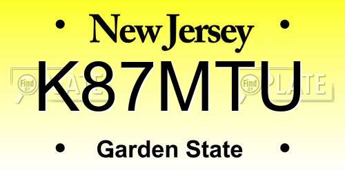 K87MTU New Jersey License Plate