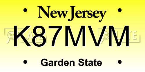 K87MVM New Jersey License Plate