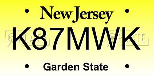 K87MWK New Jersey License Plate
