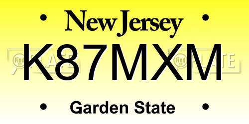 K87MXM New Jersey License Plate