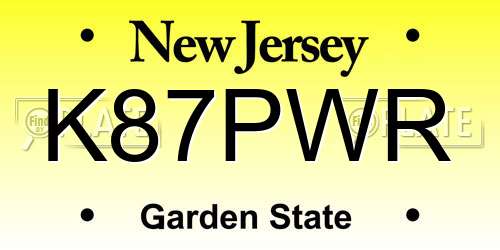 K87PWR New Jersey License Plate