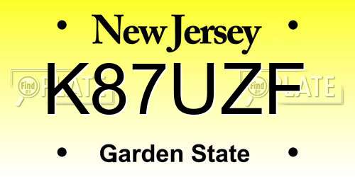 K87UZF New Jersey License Plate