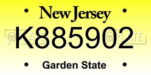 K885902 New Jersey License Plate