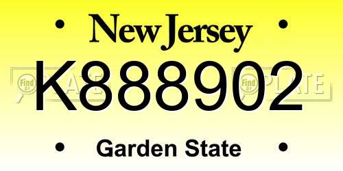 K888902 New Jersey License Plate