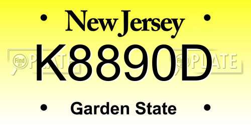 K8890D New Jersey License Plate