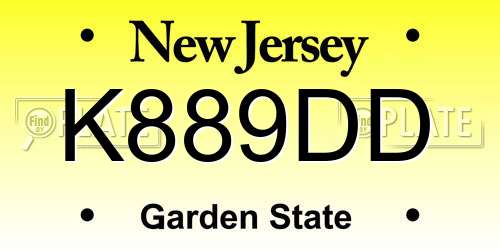 K889DD New Jersey License Plate