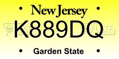 K889DQ New Jersey License Plate