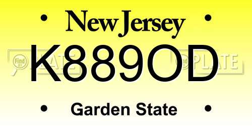 K889OD New Jersey License Plate