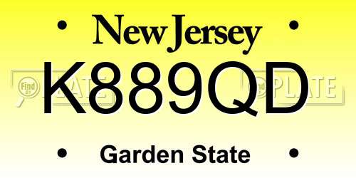 K889QD New Jersey License Plate