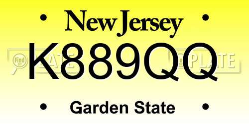K889QQ New Jersey License Plate