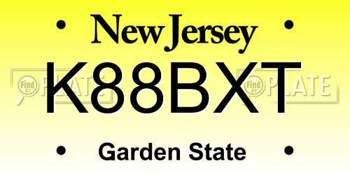 K88BXT New Jersey License Plate