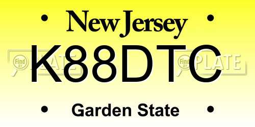 K88DTC New Jersey License Plate