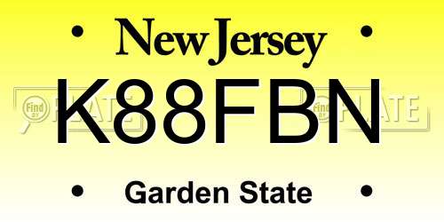 K88FBN New Jersey License Plate