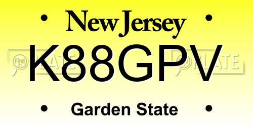 K88GPV New Jersey License Plate