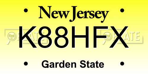 K88HFX New Jersey License Plate
