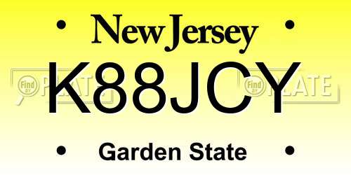 K88JCY New Jersey License Plate