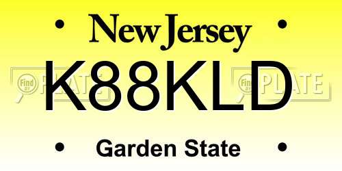 K88KLD New Jersey License Plate