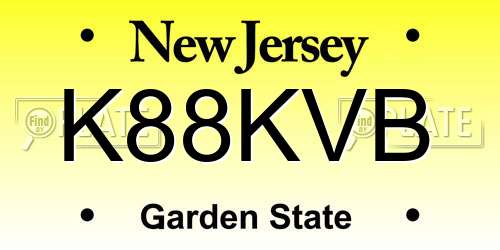 K88KVB New Jersey License Plate
