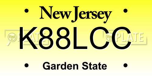K88LCC New Jersey License Plate