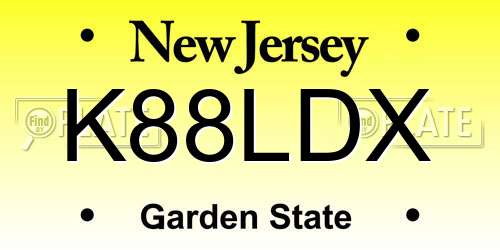 K88LDX New Jersey License Plate