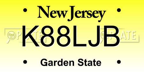 K88LJB New Jersey License Plate