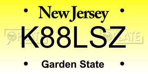 K88LSZ New Jersey License Plate