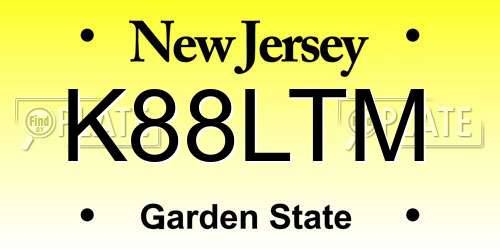 K88LTM New Jersey License Plate