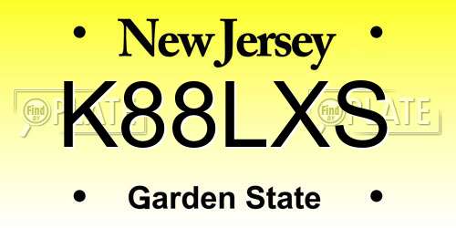 K88LXS New Jersey License Plate