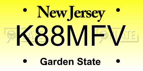 K88MFV New Jersey License Plate