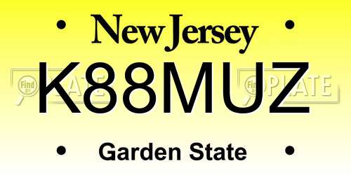 K88MUZ New Jersey License Plate
