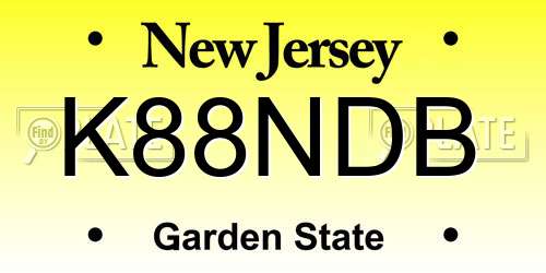 K88NDB New Jersey License Plate