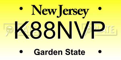 K88NVP New Jersey License Plate