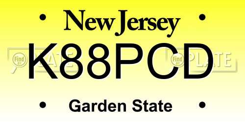 K88PCD New Jersey License Plate