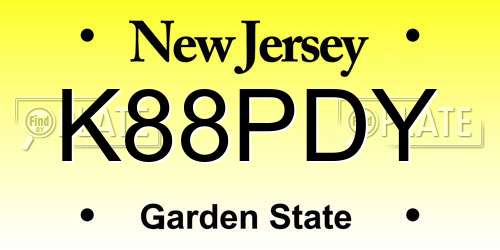 K88PDY New Jersey License Plate