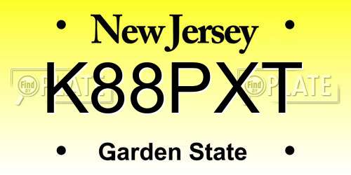K88PXT New Jersey License Plate