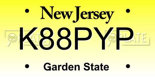K88PYP New Jersey License Plate