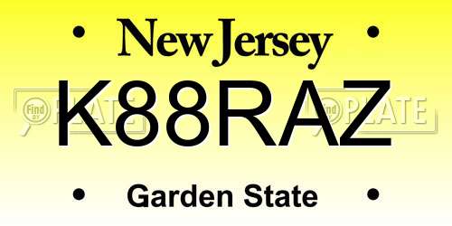K88RAZ New Jersey License Plate