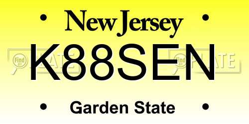 K88SEN New Jersey License Plate