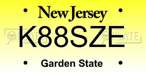 K88SZE New Jersey License Plate