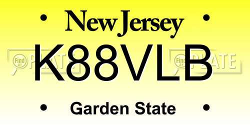 K88VLB New Jersey License Plate