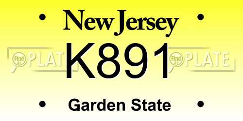K891 New Jersey License Plate