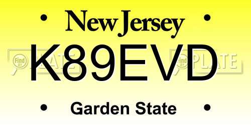 K89EVD New Jersey License Plate