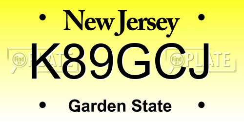 K89GCJ New Jersey License Plate