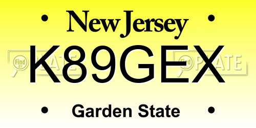 K89GEX New Jersey License Plate