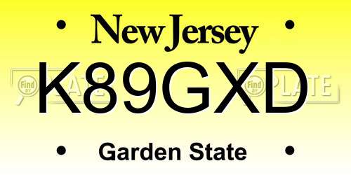 K89GXD New Jersey License Plate