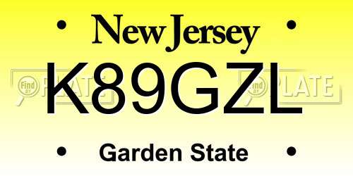 K89GZL New Jersey License Plate