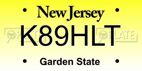 K89HLT New Jersey License Plate