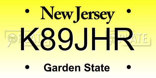 K89JHR New Jersey License Plate