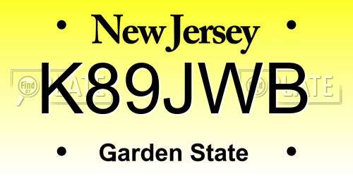 K89JWB New Jersey License Plate
