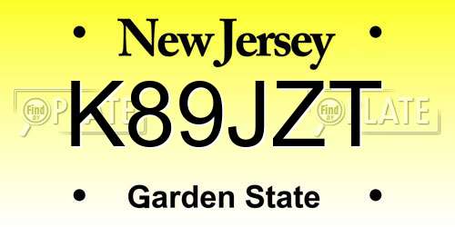 K89JZT New Jersey License Plate